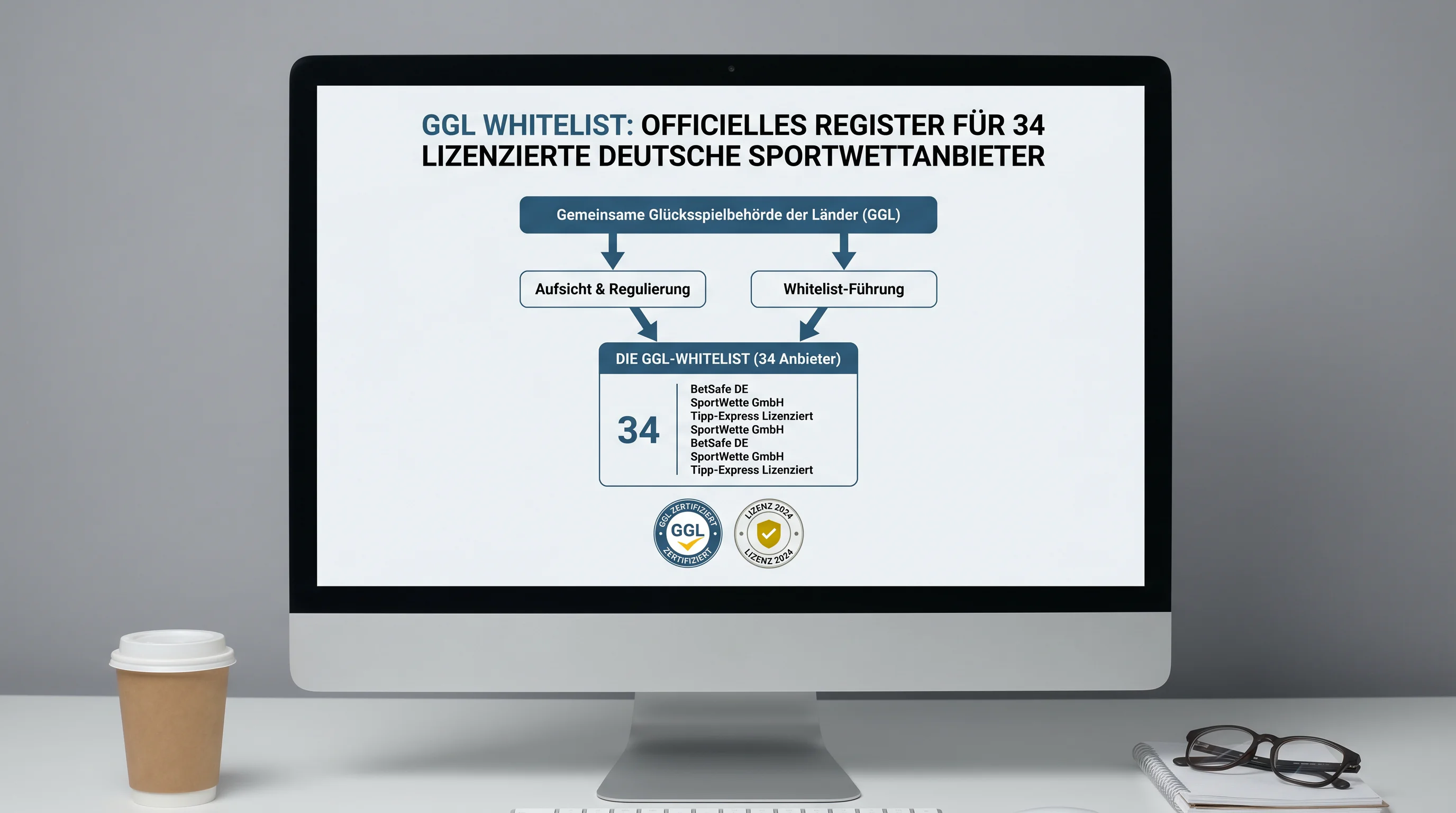 Infografik zur GGL-Whitelist als offizielles Verzeichnis lizenzierter Handball-Wettanbieter in Deutschland 2026