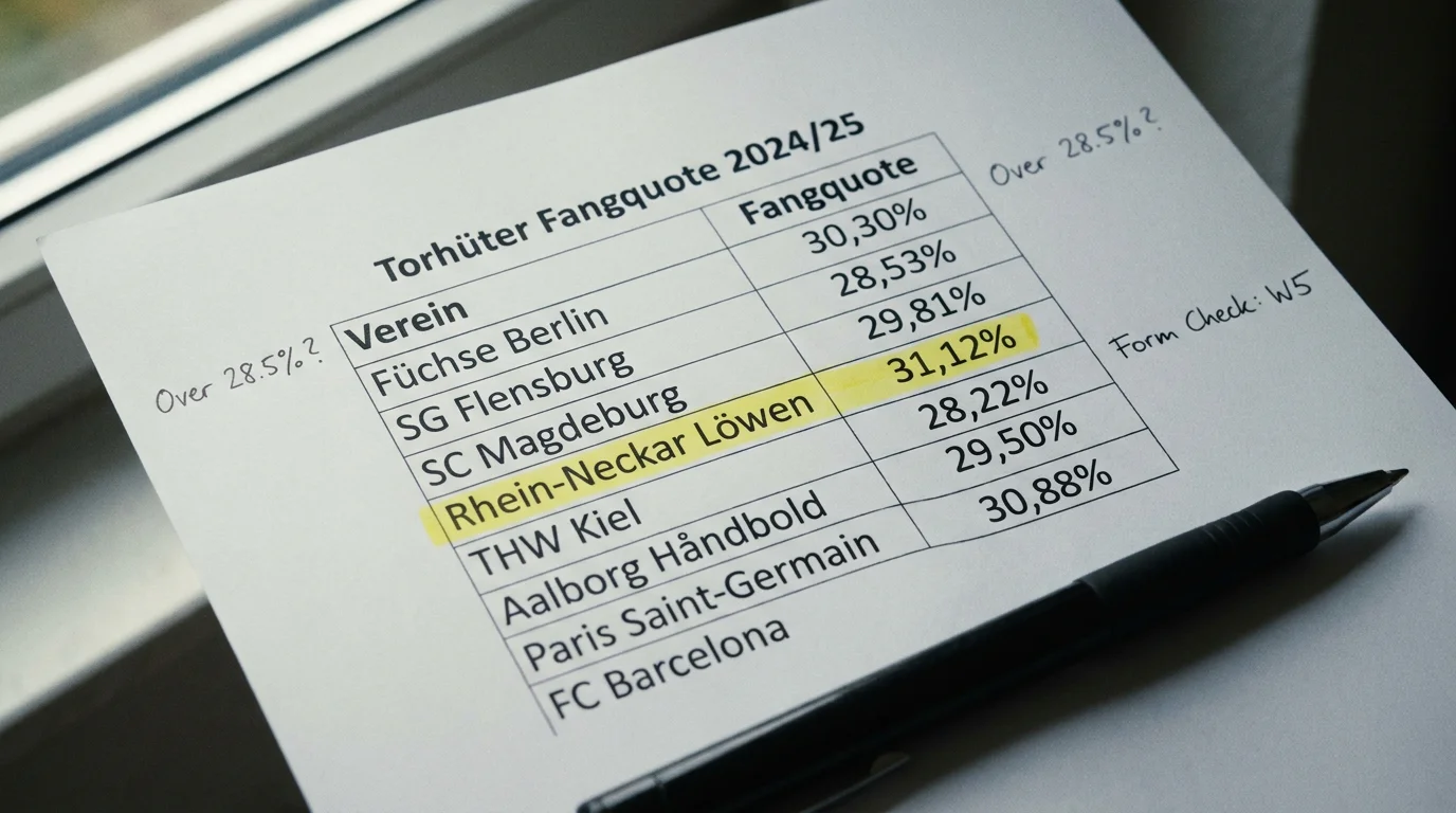 Fangquote der HBL-Torhüter 2024/25 als Over/Under-Wettsignal bei Handball-Spieleranalyse