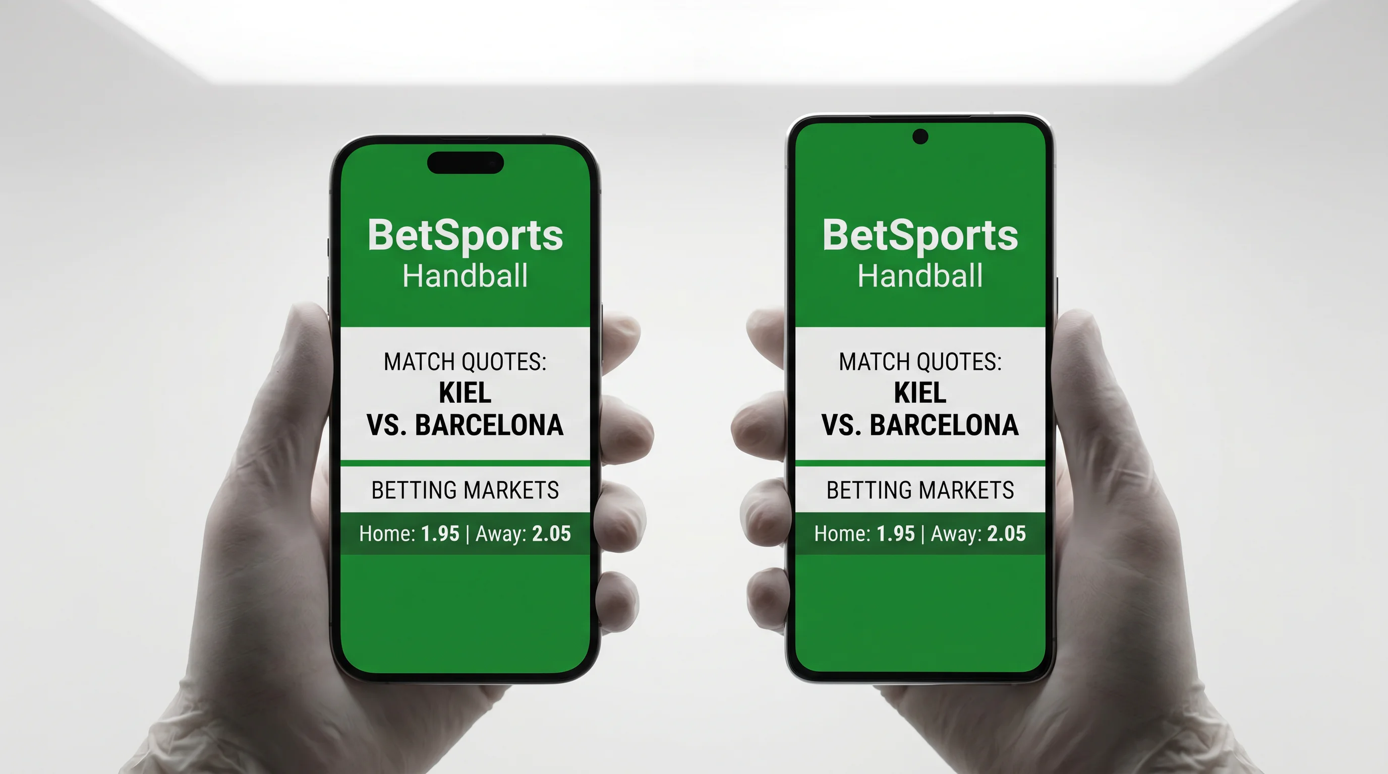 Vergleich einer Handball-Wetten-App auf iPhone und Android-Gerät mit unterschiedlichen Store-Einträgen