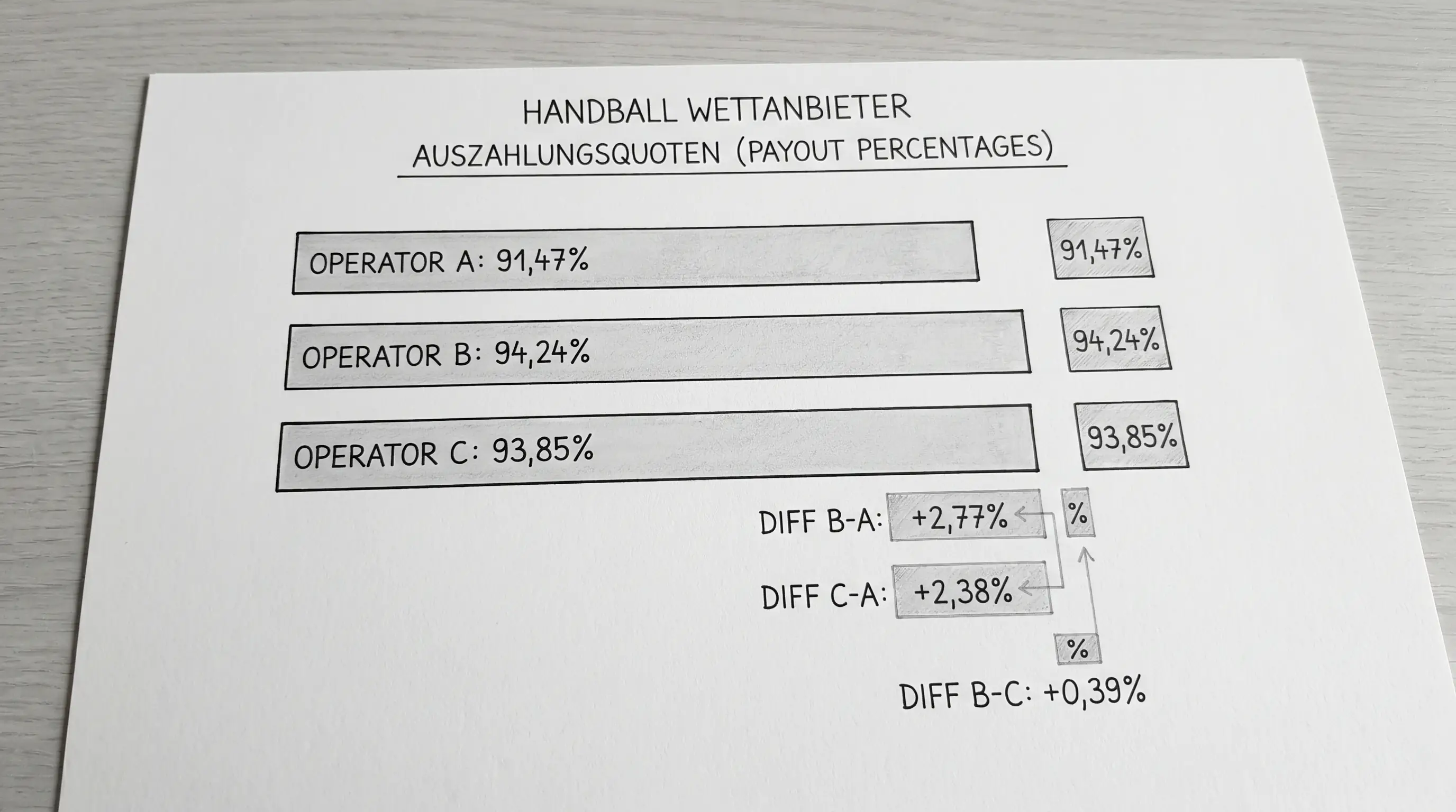 Vergleich der Auszahlungsquoten bei Handball-Wettanbietern für Bundesliga und Champions League