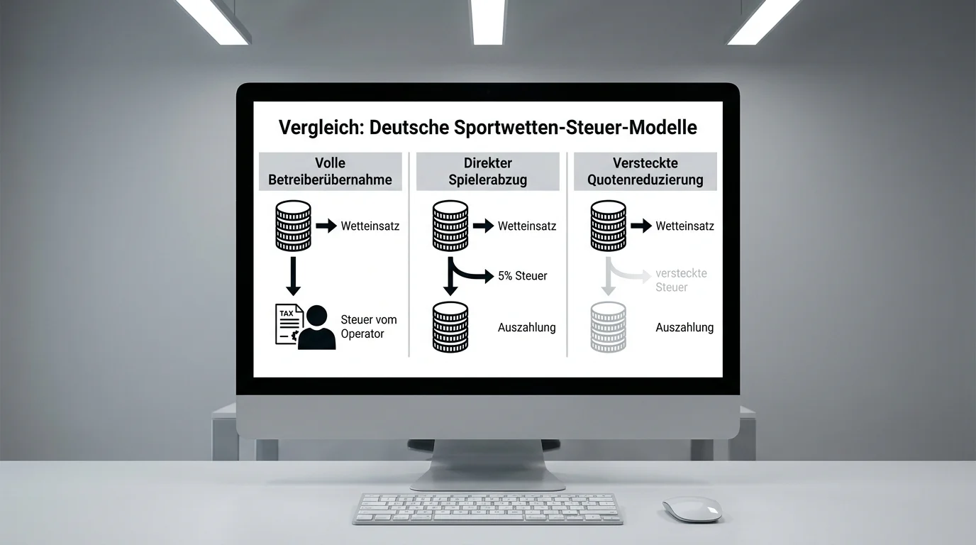 Vergleichsdiagramm der drei Modelle zur Wettsteuer-Weitergabe bei deutschen Handball-Sportwettenanbietern